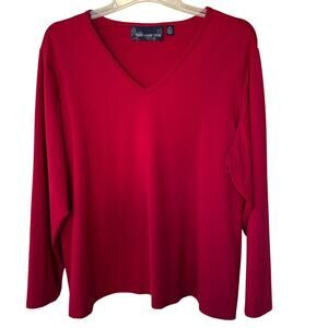 Susan Graver Style STRETCH KNIT V Neck top size 3X
